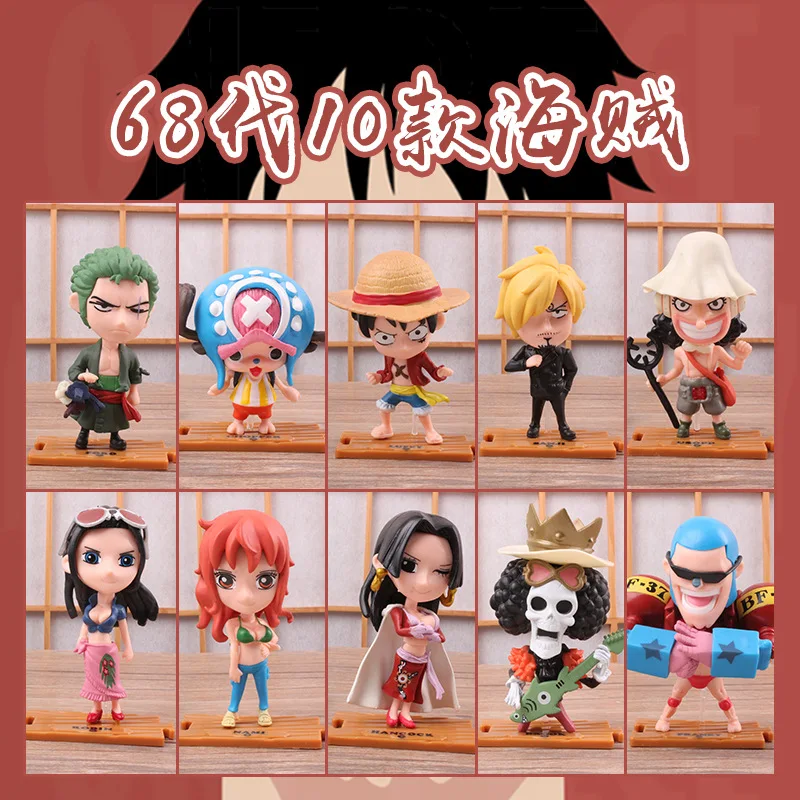 10pcs/set Japanese Cartoon Toys One Pieces Figure Luffy Zoro Nami Usopp Boa Hancock Cute Doll PVC Anime Action Toys