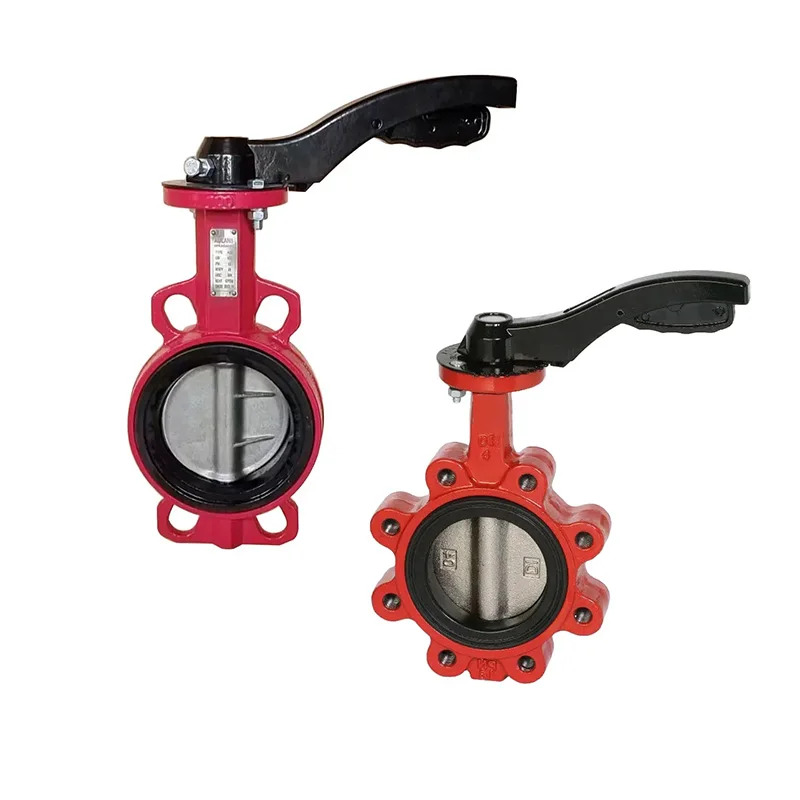 4 Inch Manual Wafer Lug Type Ductile Iron Nickel Plated Pinless Butterfly Valve with Handle Lever