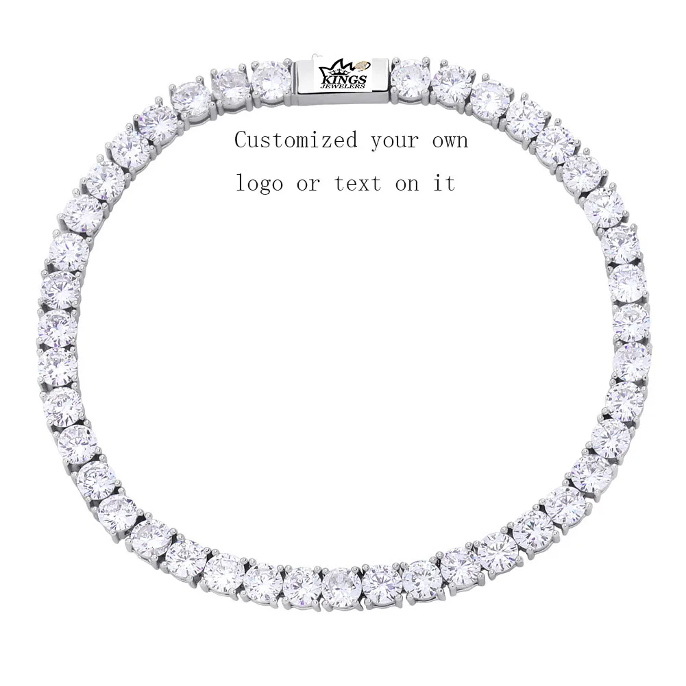 Hip Hop Luxury Iced Out Gold Plated One Row Diamond New Buckle 3/4/5/mm Tennis Bracelet for Unisex