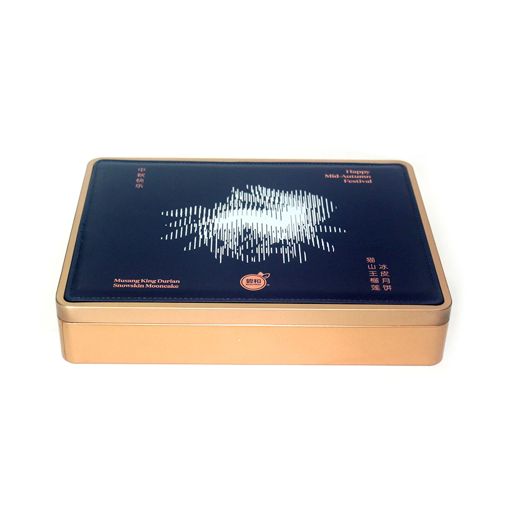 High Grade Leather Surface Big Rectangular Gift Tin Container Biscuit Toffee Metal Packaging  Mooncake Tin Box
