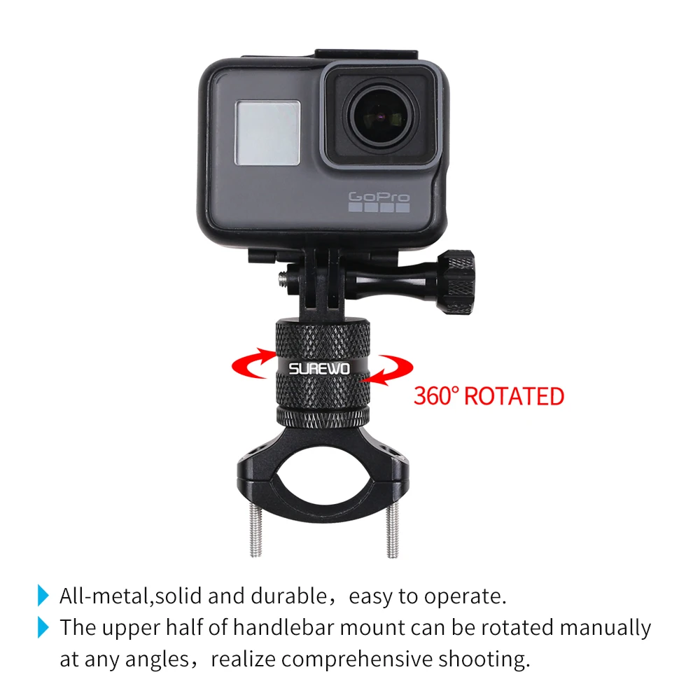 SUREWO Mounting Bike Action Cameras Mountain Bike Mount for GoPro Hero 6 5 Black DJI Osmo Action and More