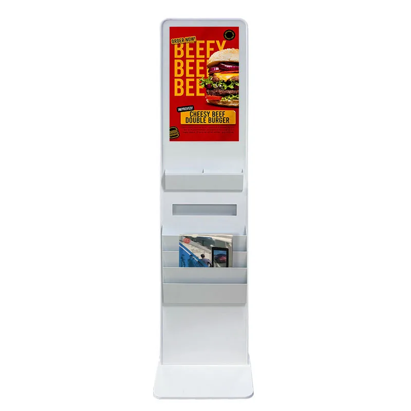 Indoor 21.5 Inch LCD Touch Screen Newspaper Shelf Advertising Player Totem Kiosk Digital Signage and Displays
