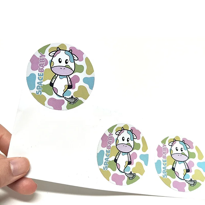 Whole sale Custom private logo Cartoon Cat Paper label Kawaii  Stickers round shape  Stickers