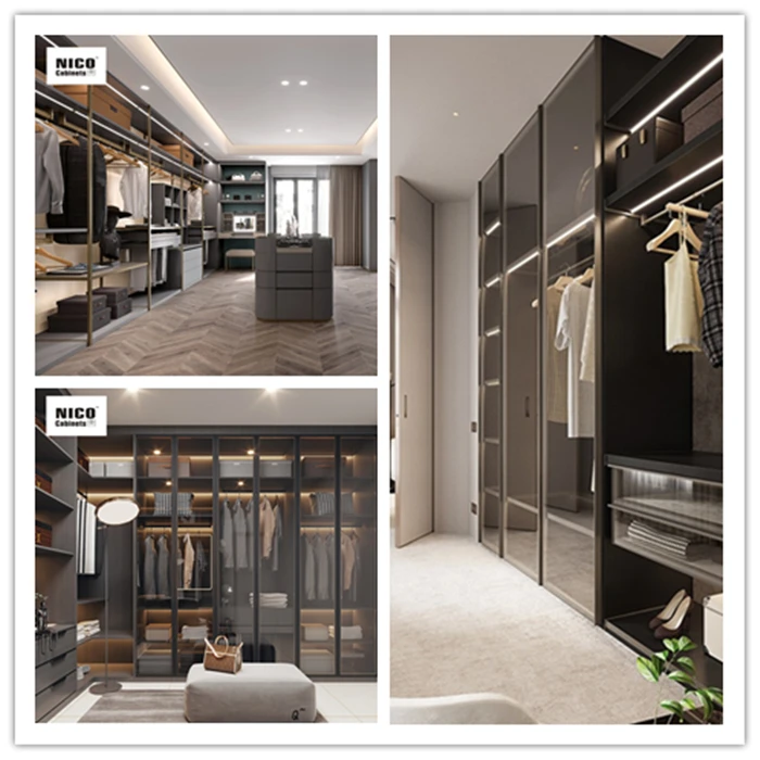 Nicocabinet custom modern style modular solid wood walk in robe bedroom wooden wardrobe designs photos