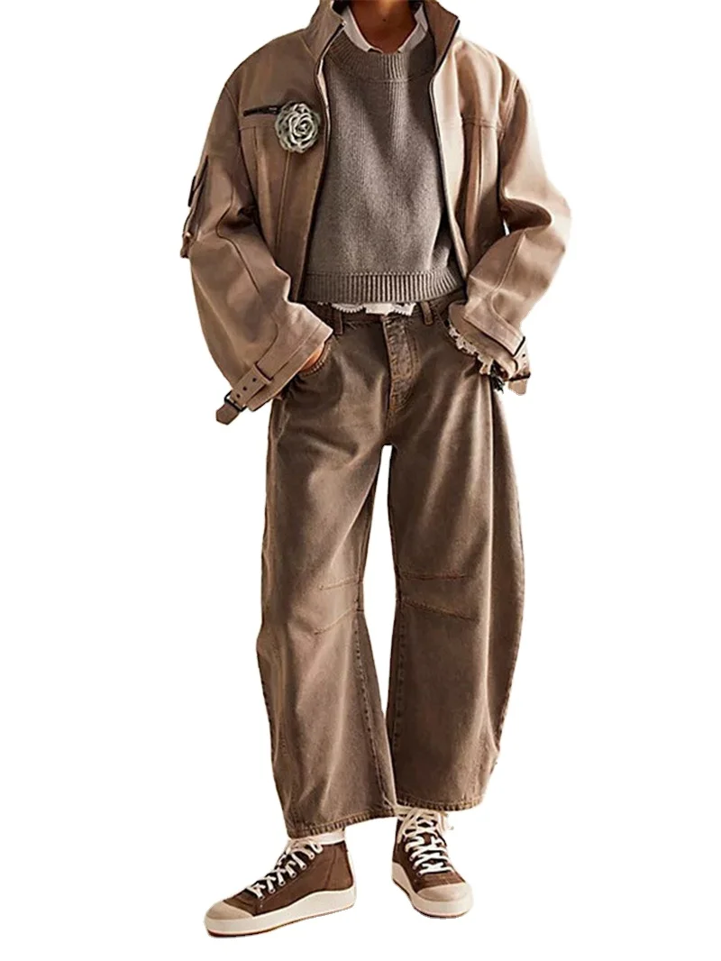 Cool Women Simple PU Coats Casual Plain Suit Lady Winter Plus Size Oversized Zipper Leather Coat Jackets