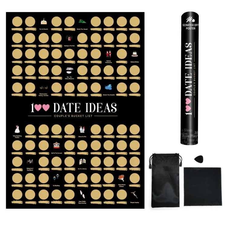 wholesale Valentines 100 DATES IDEAS scratch off poster scratch card printing