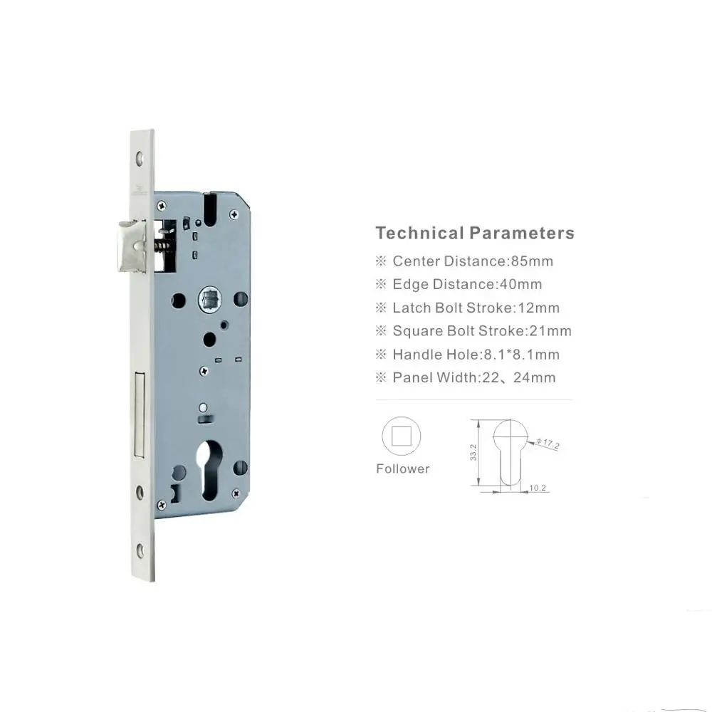 8540E mm Distance Stainless Steel Mortise Lock Door Lock Body In High Security Standard