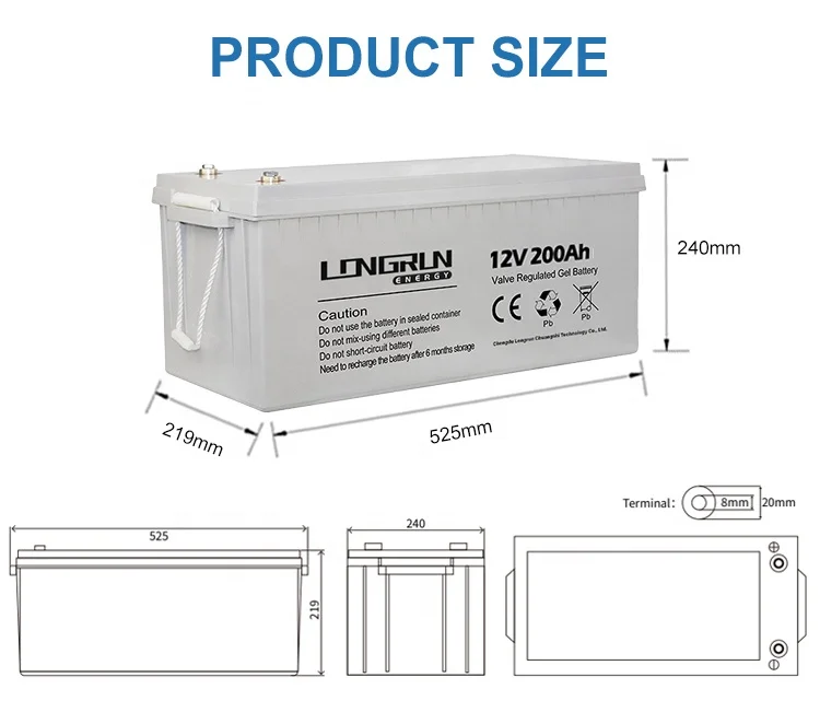 Deep Cycle Solar Gel Battery 12V 100ah 200ah 250ah 24ah Rechargeable Gel Lead Acid Battery Solar Storage Power System Battery