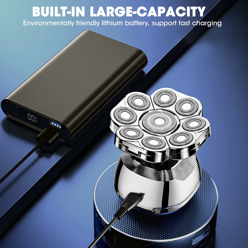 Lanumi LK-9810 Waterproof Rechargeable Mens Grooming Kit Electric Razor Rotary Electric Shaver For Men Beard Shaver Machine