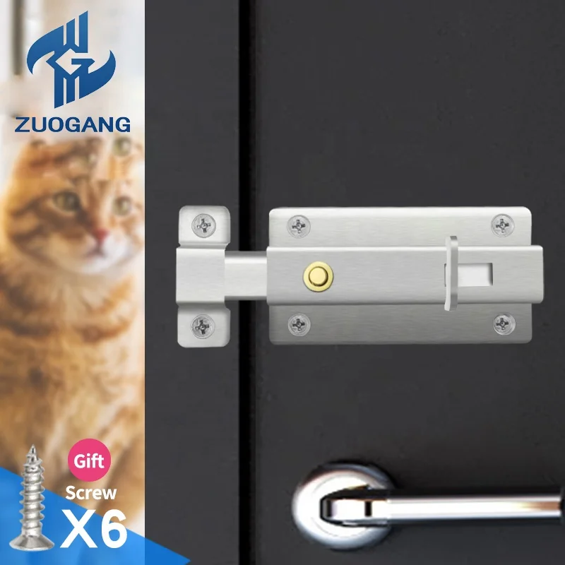 Heavy Duty Stainless Steel Security Press Button Door Slide Latch Barrel Bolt Lock Surface Mounted Modern Door Bolts