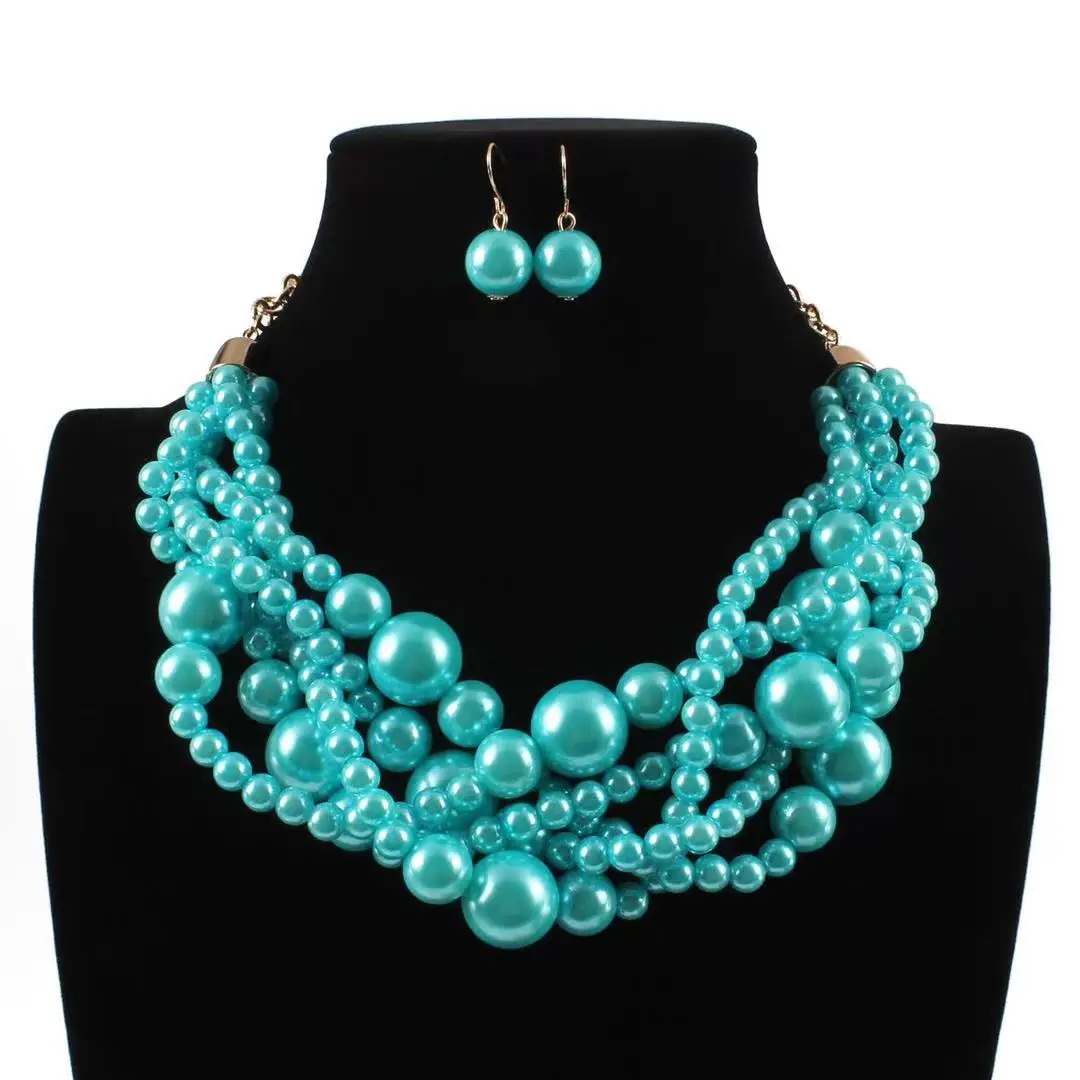 Pearl Necklace Earring Jewelry Set Available in Different Color Pearls Jewelry Accessory for Woman