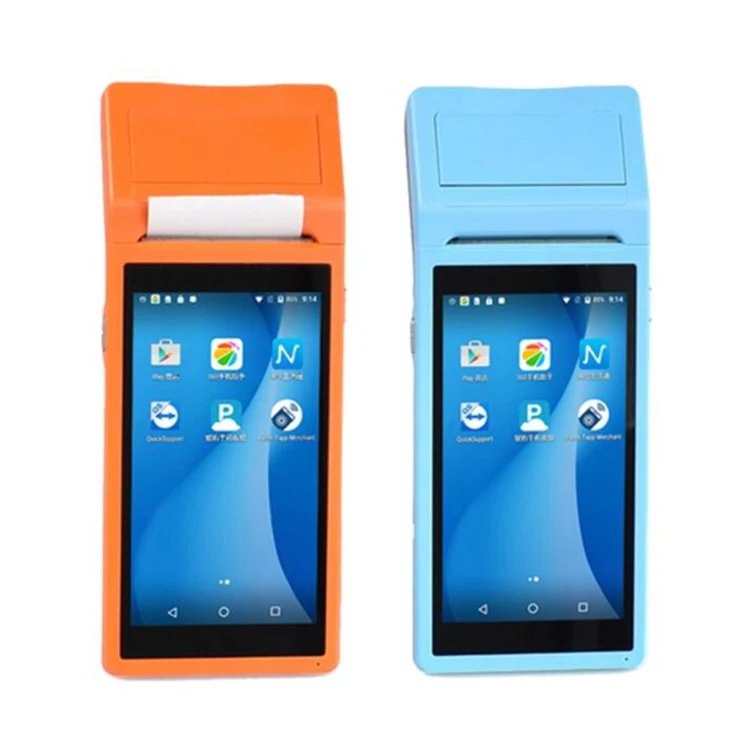 5.5 inch capacitive touch mini pc windows and android handheld POS system thermal printer scanner NFC 3G cheap price android POS