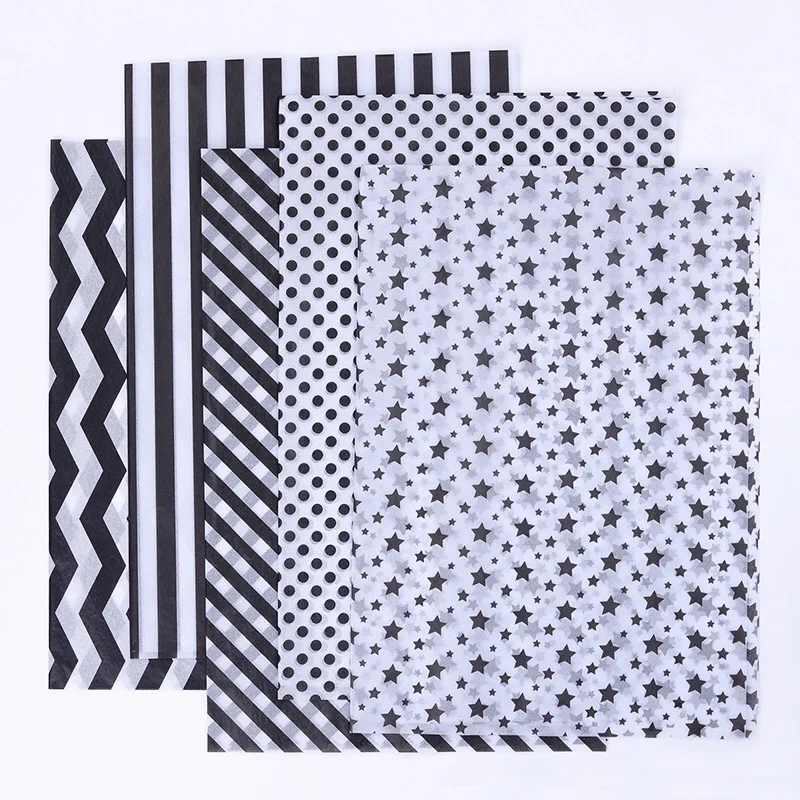 stock 50*70cm 20sheets/bag Large Sheets  Reversible multi-colors  Black Custom Printed Plain Tissue Wrapping Paper For Clothes