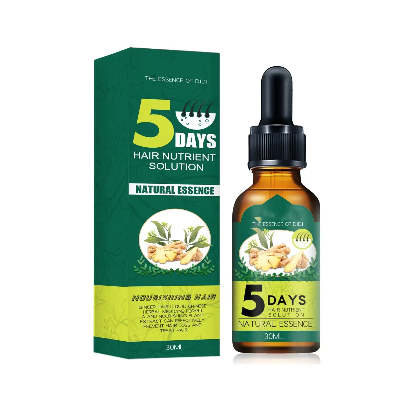 5 Days Ginger Hair Growth Products Natural Anti Hair Loss Prevent Baldness Treatment Fast Growing Nourish Dry Damaged Hair Care