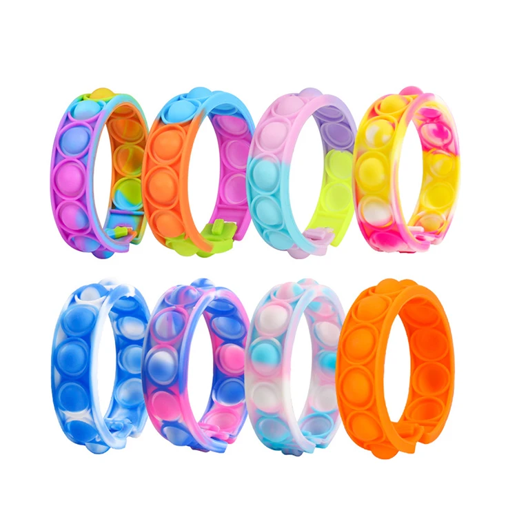 New Stress Relief Popping It Silicone Push Bubble Squeeze Sensory Fidget Toy Popit Bracelets