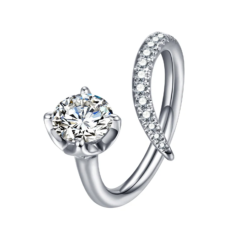  Атта камни пройти Diamond тесты Муассанит кольцо 925 Серебро Круглый отличный крой 1 карат D Цвет Свадебные