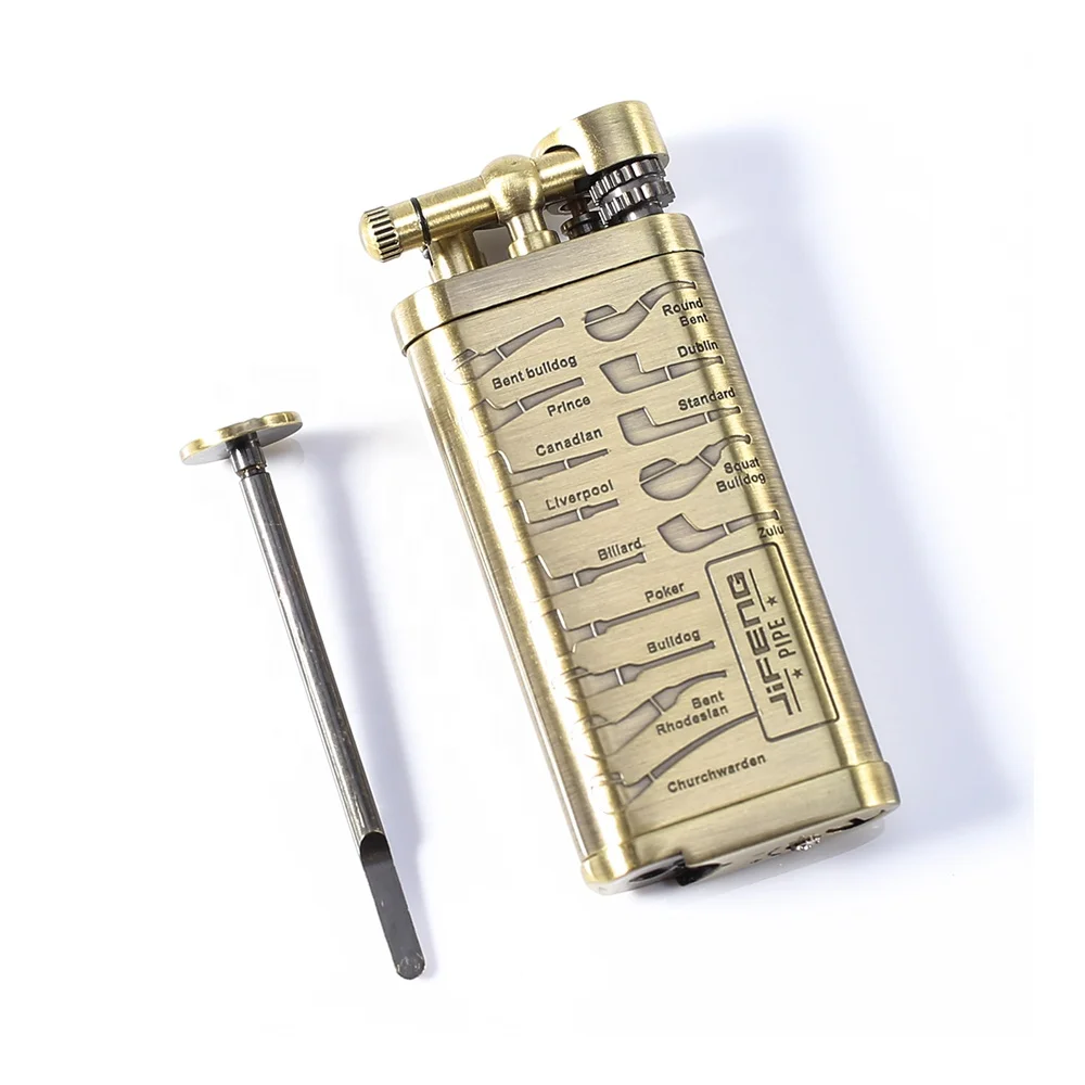 2023 JIFENG travel longer tank big volume flint refill gas metal side flame pipe lighter with tamper