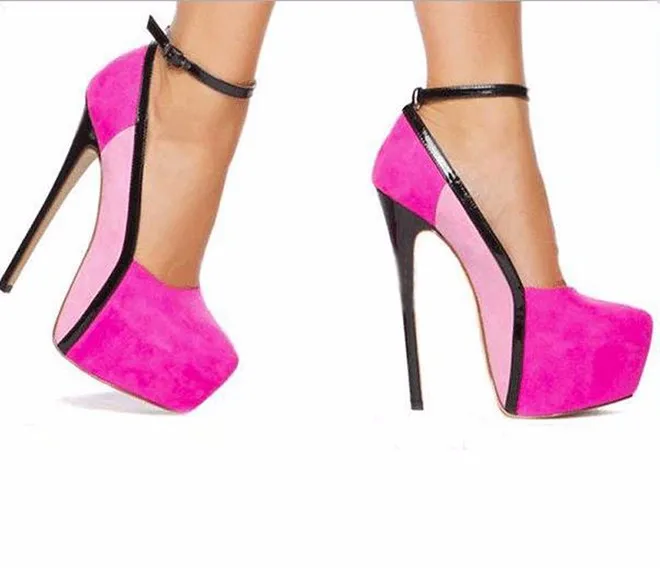 HMP27 China wholesale shoes high heel women pink shoes pink platform ankle strap dress shoes