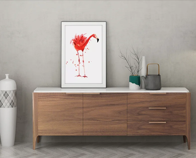 
light and luxury solid wood frame sideboard cabinet for dining room 