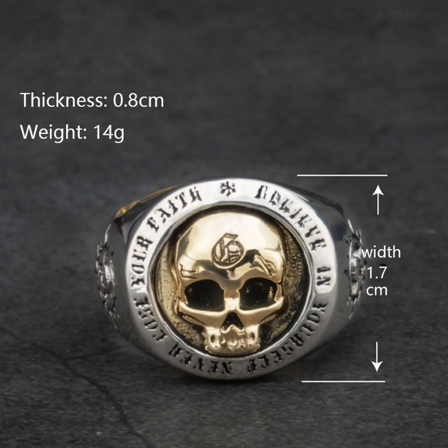 Unique Design Gothic Punk Skull Ring for Men 925 Sliver Vintage Open Domineering rings