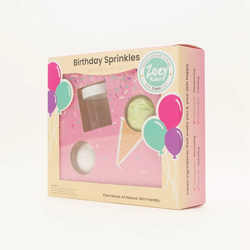 Die cut window soap retail packaging custom toy packaging bio degradable display gift box with clear window