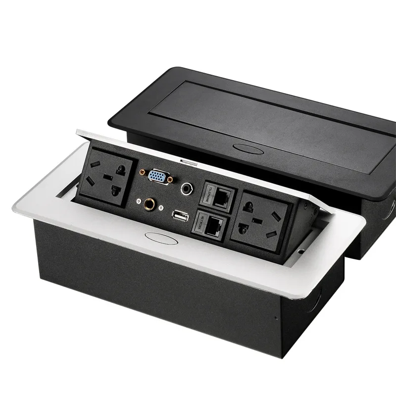 Retractable Automatic Pop-Up Three Plug Power Socket Wire Cable Grommet For Office Desk