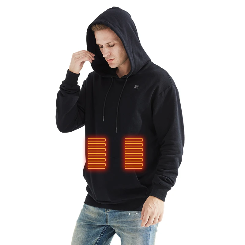 OEM Design Unisex 5 Heating Zones Men USB Heated Clothes Long Sleeve Oversized Heated Hoodie