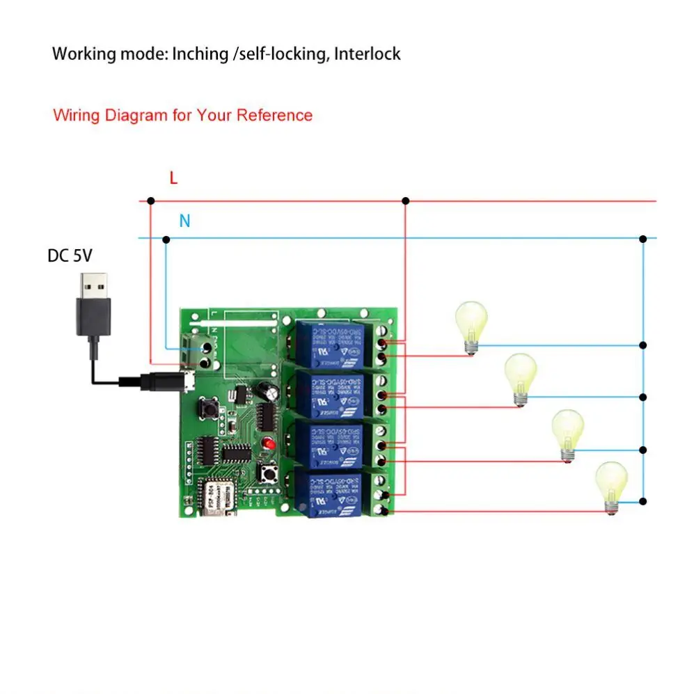  Wi-Fi релейный модуль переключателя eWeLink DC 7 в 12 В 32 ESP8266 4-канальный умный пульт дистанционного управления «сделай сам» таймерный выключатель для умного дома Описание