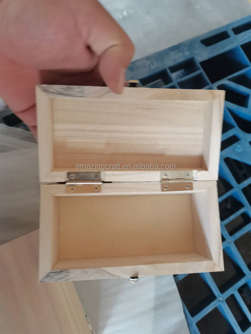 Solid Pine Wooden Small Size Box with Slide Lid Gift Storage Photo Stash Organizer