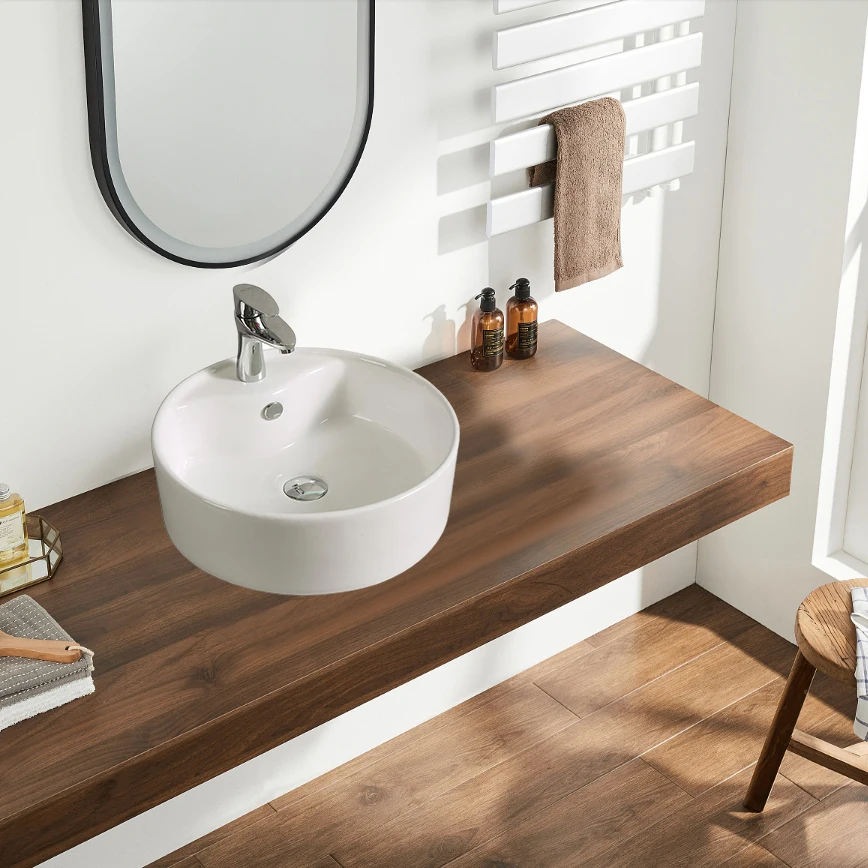 OEM white ceramic sink cheap sanitary ware round home decor counter top art basin bathroom sink face hand wash basin