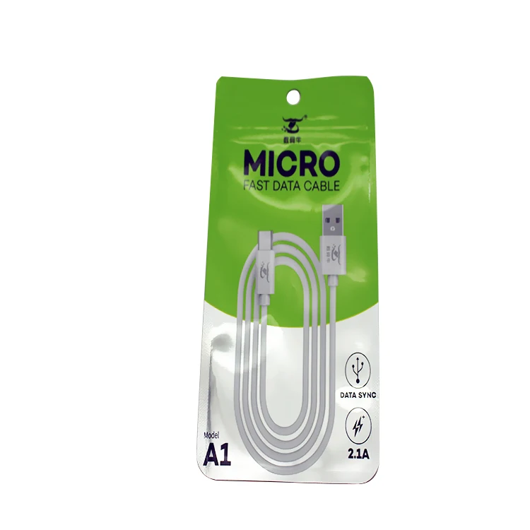 Wholesale Custom Printed Usb Cable Mobile Phone Packaging Bag With Zipper Packaging Bag