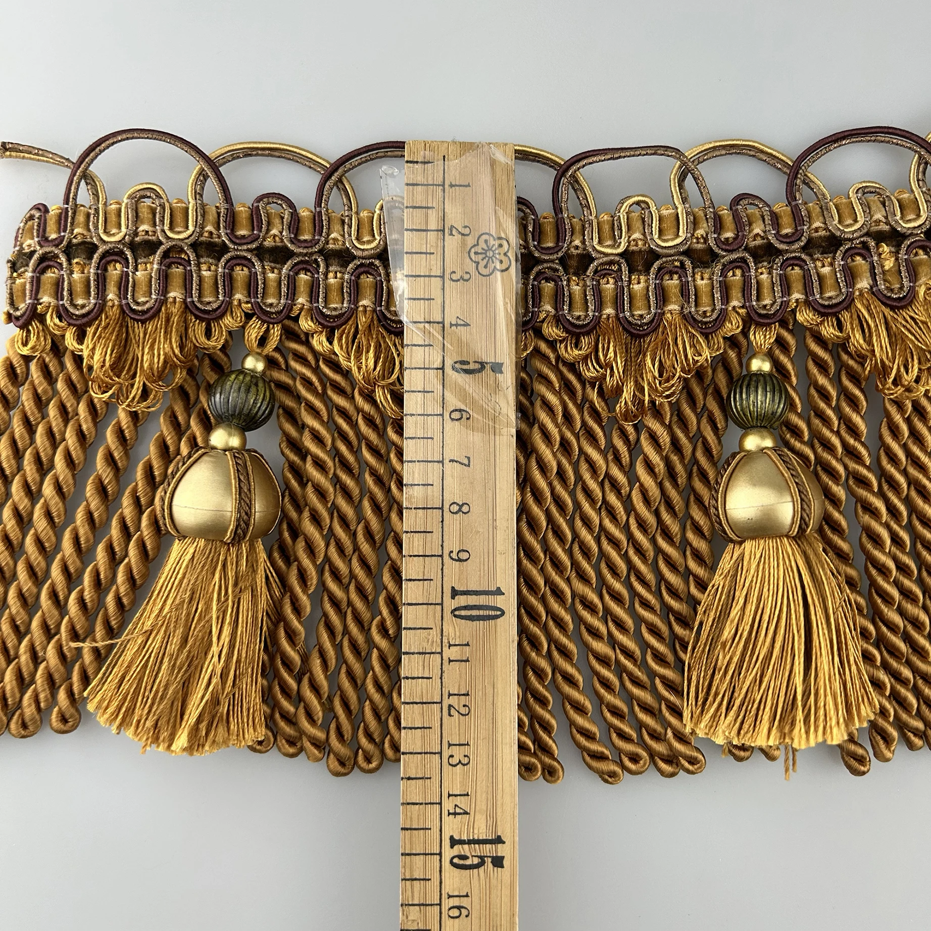 Furniture Twisted 12cm Tassels 100% Polyester Pendant With Beads and trim For Curtain Edge