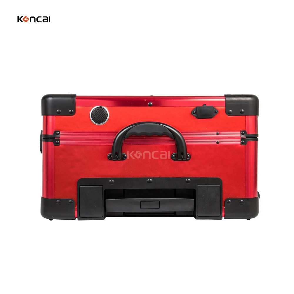 KONCAI Christmas cosmetic case with light mirror travel rolling vanity box make up trolley beauty professional makeup case