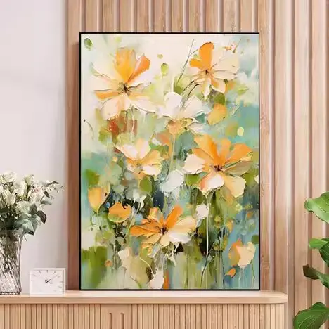 100% Handmade Modern Texture Canvas Art Abstract Colorful Floral Oil Paintings Luxury Art For Living Room
