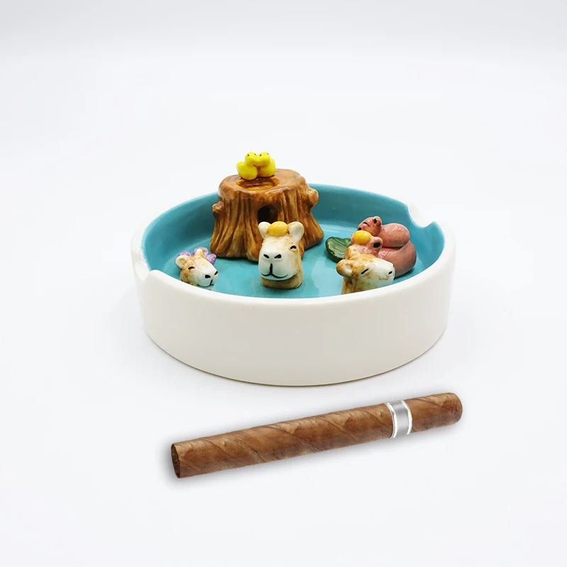 Wholesale office decor cute new design 3d cigar ash tray deflow incense burner custom ceramic guinea pig ashtray
