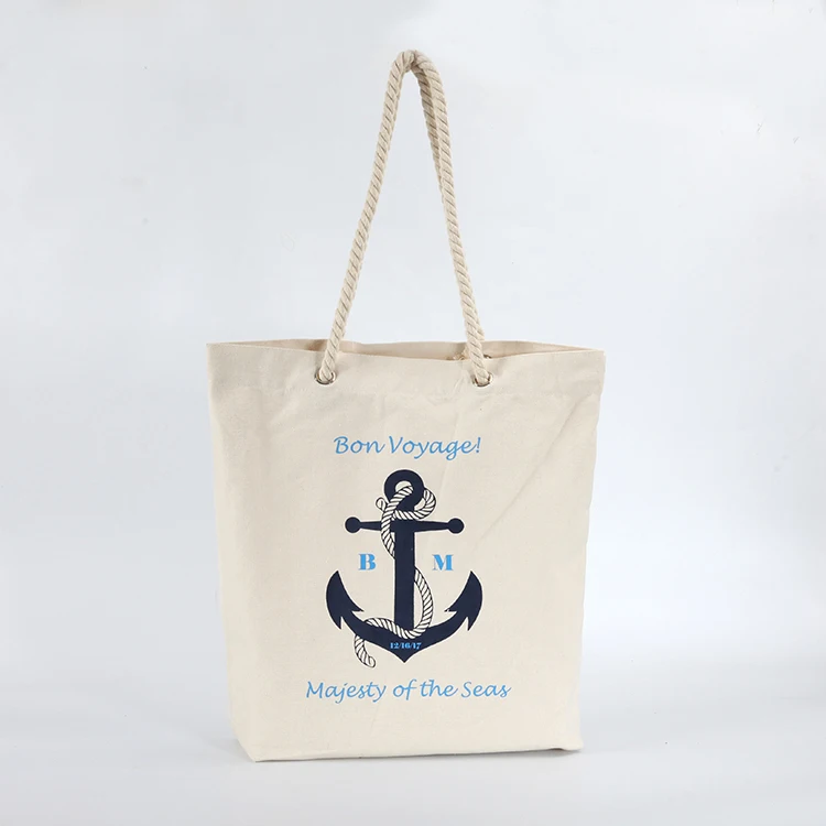 canvas white tote bags with rope handle for beach bag