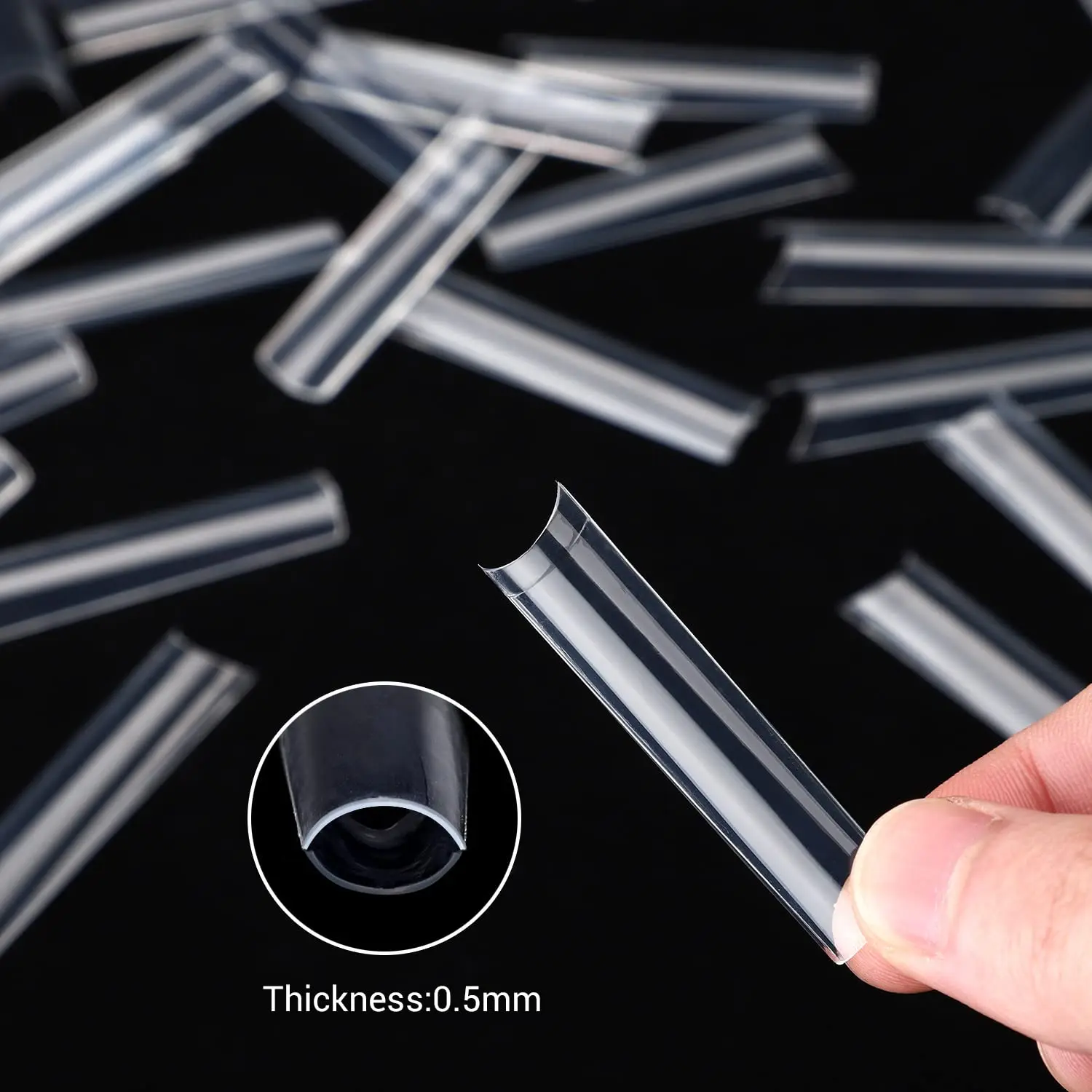 NO C Curve Long Nail Tips Square Straight False Nail Tips Design Acrylic Finger Technology Wholesale Price 500 Pcs Nail Tips
