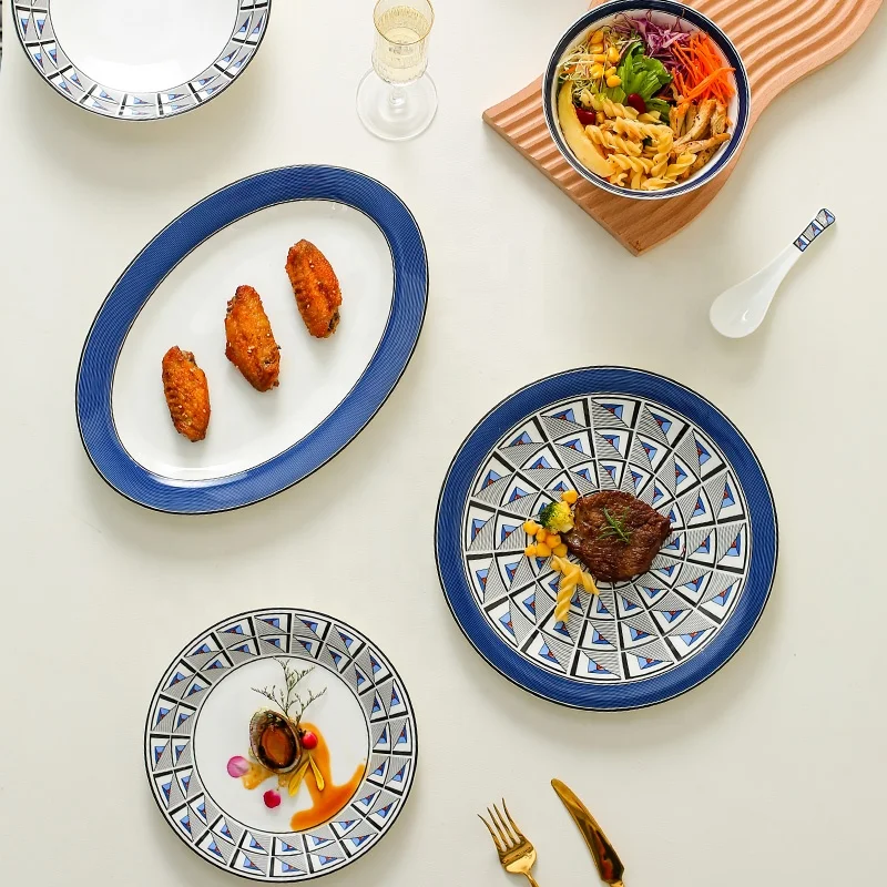 Creative European-style bone china Charles-Kinori 28-head cutlery set western plate rice bowl soup spoon soup plate household