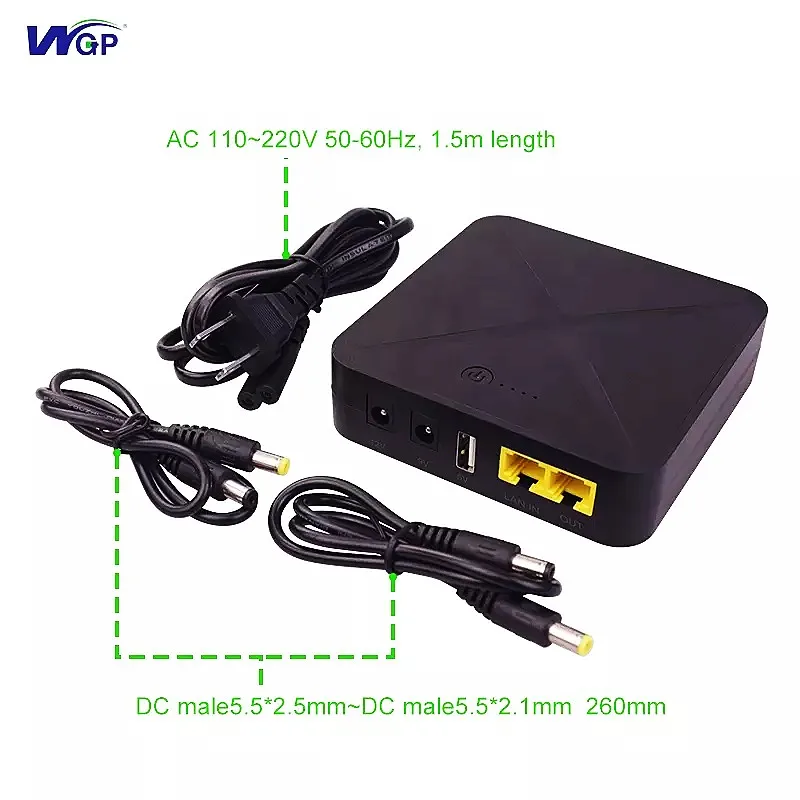 WGP POE UPS 5V 9V 12V 1A 2A DC USB Supply Power Bank Backup Small Size Battery 48V 48 Volt 24 24V mini UPS for WiFi Router