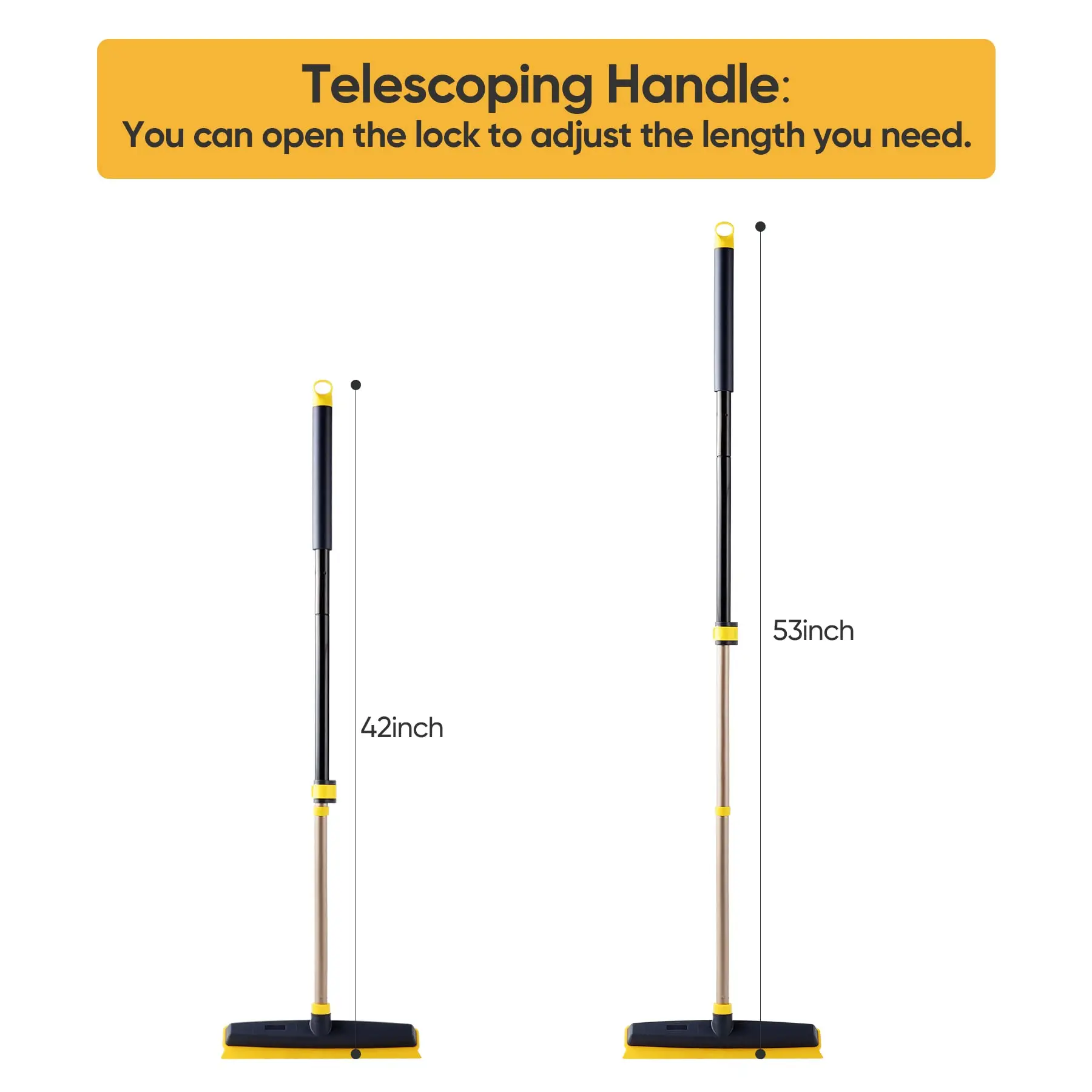 Pet Hair Removal Low Carpets Rugs Undercoat Rubber Broom with Squeegee 2 in 1 Floor Brush Telescoping