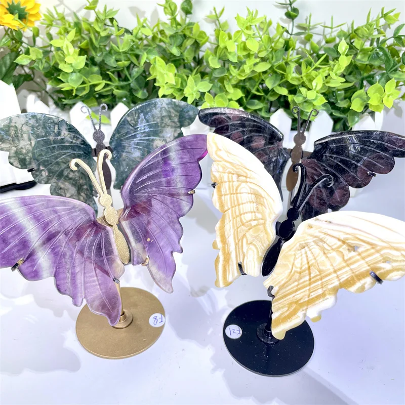 Customized Wholesale Factory Price Crystals Carving Craft Butterfly Wings For Home Decoration