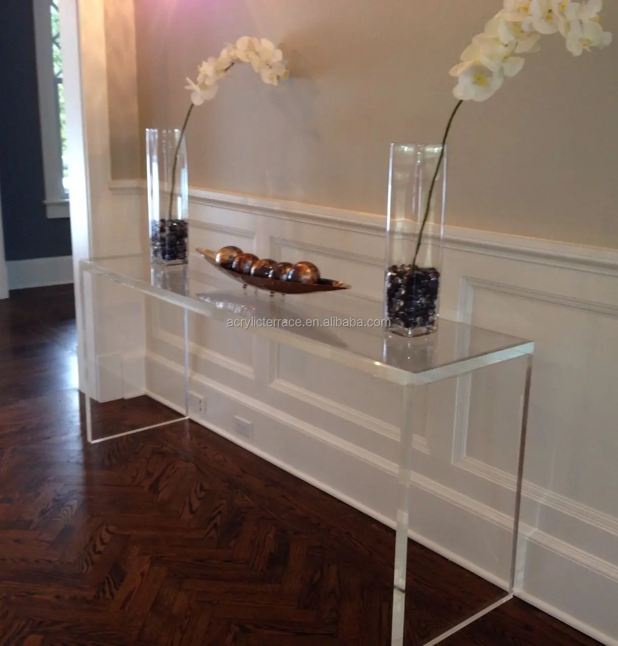 Acrylic console tables/Lucite perspex corner tables/hall ways console