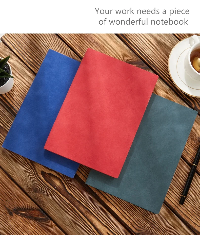 Custom Logo A5 A6 B5 Personalized Cheap Soft Leather Cover Journal Stationery Notebook Manual Book for School Office Business