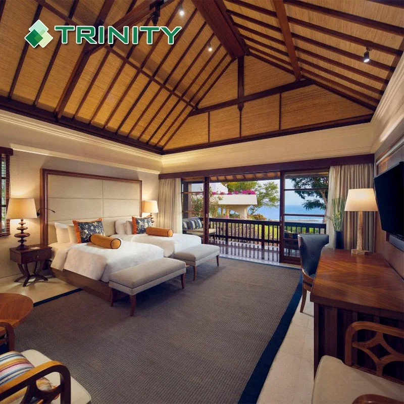 Custom Made 5 Star Modern Tropical Wooden Resort Beach Hotel Bedroom Furniture Set
