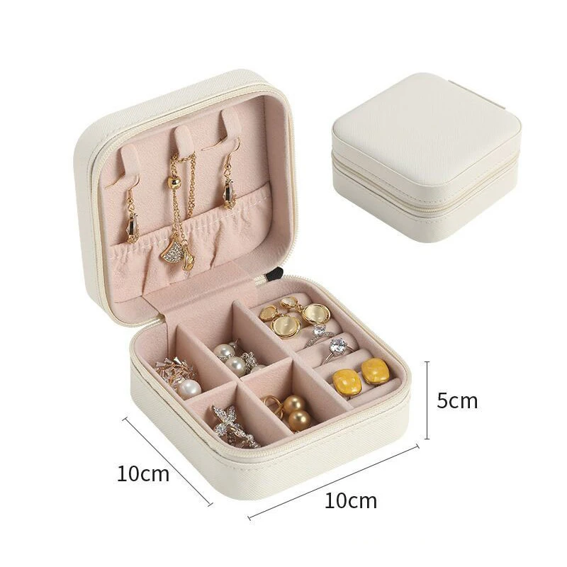 Custom Logo Small Necklace Ring Jewelry Box Velvet Leather Travel Case Jewelry Box Organizer jewellery storage box
