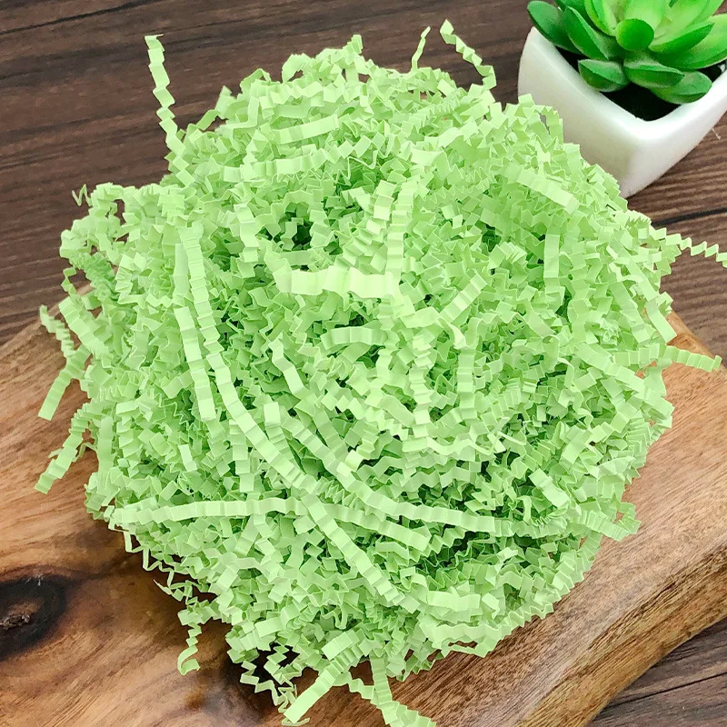 Green Crumpled Crinkle Cut Paper Filler Wholesale Eco Packing Gift Wrapping Paper Shipping Bulk Shredded Paper