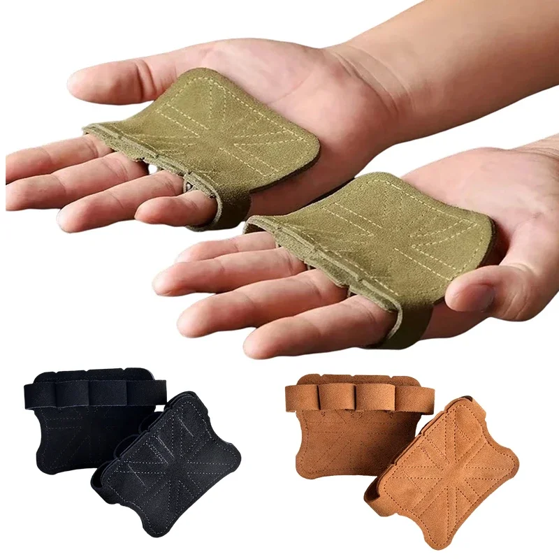 Leather Weight Lifting Training Gloves Palm Protection Women Men Fitness Sports Grips Pull UpsDumbbell Workout Gym Accessories