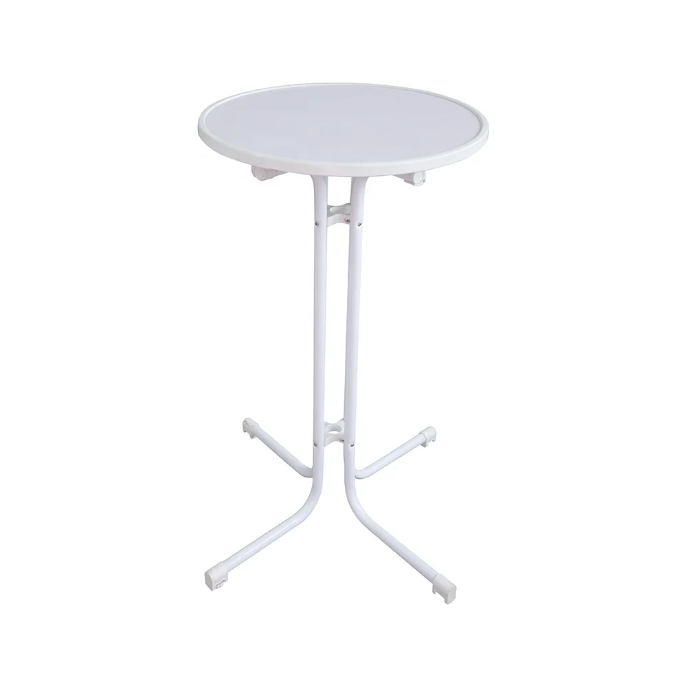 High Quality Outdoor Casual Round Folding Table Portable Garden White High Bar Table Wood Added Around Edge