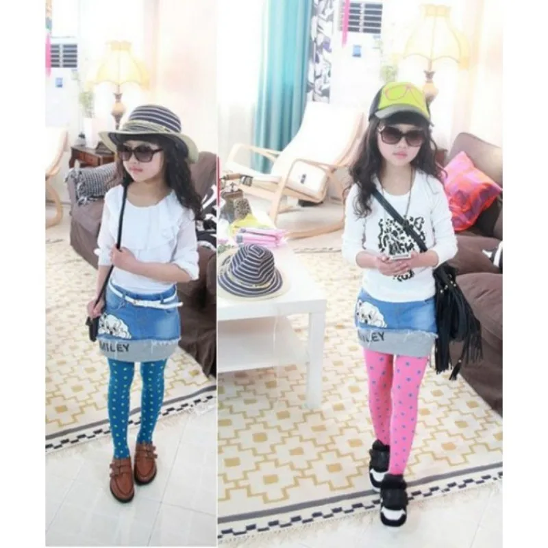 1 Pair New Cute Kawaii Lovely Child Girls Kids Footed Heart Dots Tights Stockings Ballet Solid Candy Colors Tights