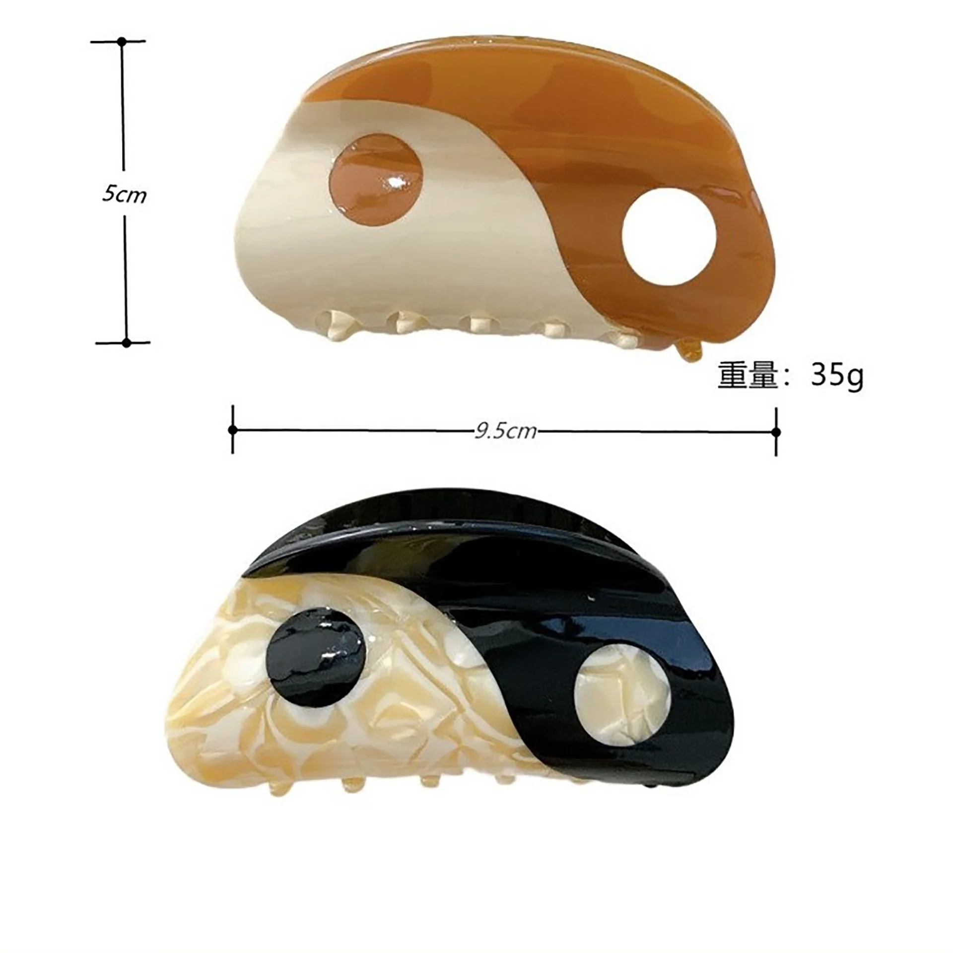 2022 Chinese Tai Chi Hair Accessories yin and yang acetate hair clips White Black Hair Claws For Women